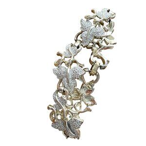 Sarah Coventry Whispering Leaf vintage silver-tone link bracelet fairycore